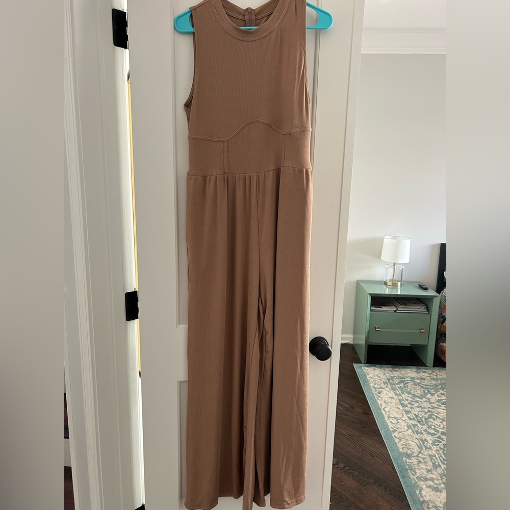 Cider Sleeveless Khaki Jumpsuit XL NWT